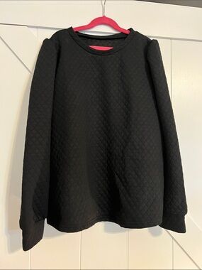 SHEIN Black Quilted Puff Sleeve Pullover Sweatshirt Size Medium